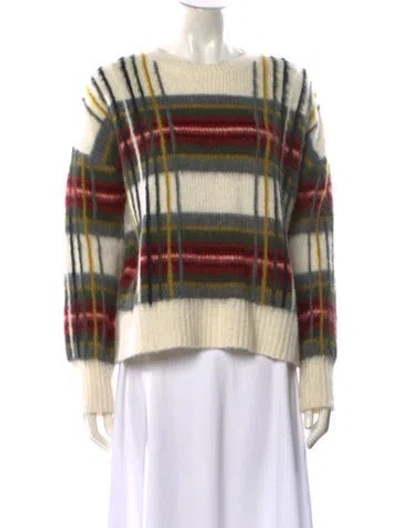 Pre-owned Allsaints Plaid Print Crew Neck Sweater In Neutral
