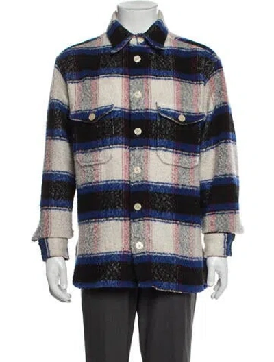Pre-owned Allsaints Plaid Print Jacket In Blue
