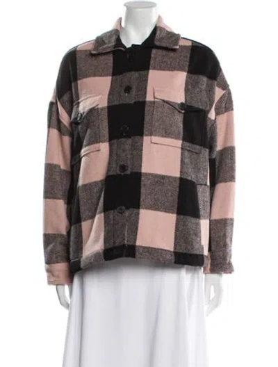Pre-owned Allsaints Plaid Print Jacket In Brown
