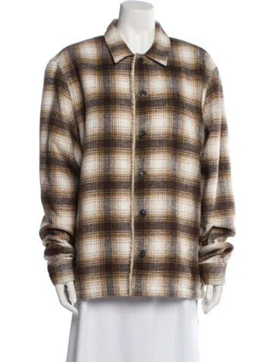 Pre-owned Allsaints Plaid Print Jacket In Brown