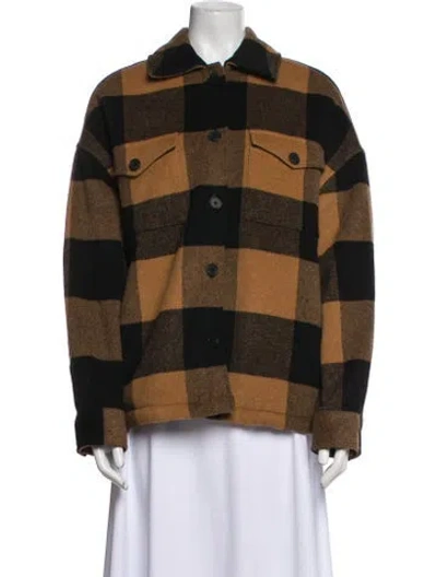 Pre-owned Allsaints Plaid Print Jacket In Brown