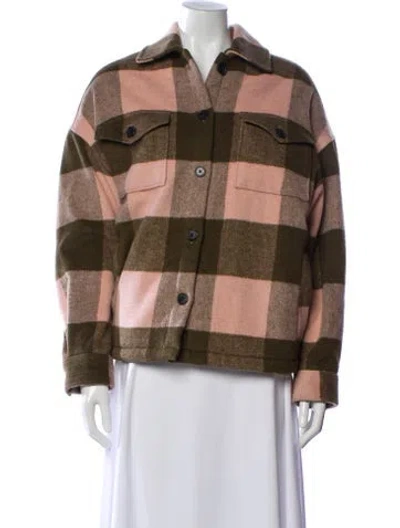 Pre-owned Allsaints Plaid Print Jacket In Brown