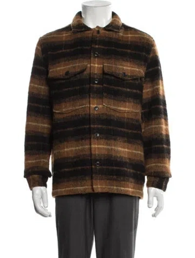Pre-owned Allsaints Plaid Print Jacket In Brown