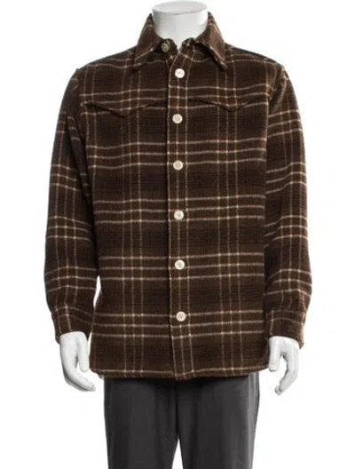 Pre-owned Allsaints Plaid Print Jacket In Brown