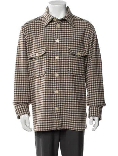 Pre-owned Allsaints Plaid Print Jacket In Brown