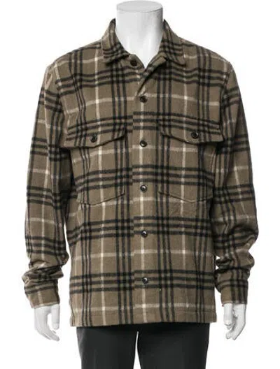 Pre-owned Allsaints Plaid Print Jacket In Brown