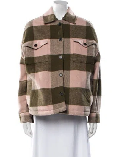 Pre-owned Allsaints Plaid Print Jacket In Green