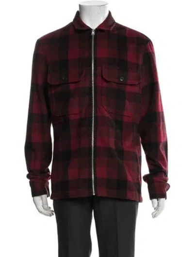 Pre-owned Allsaints Plaid Print Jacket In Red