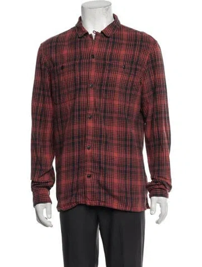 Pre-owned Allsaints Plaid Print Jacket In Red