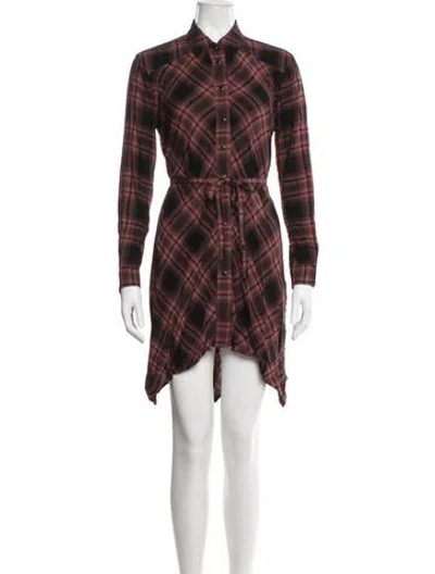 Pre-owned Allsaints Plaid Print Knee-length Dress In Red