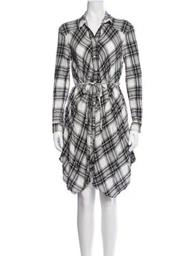 Pre-owned Allsaints Plaid Print Knee-length Dress In White