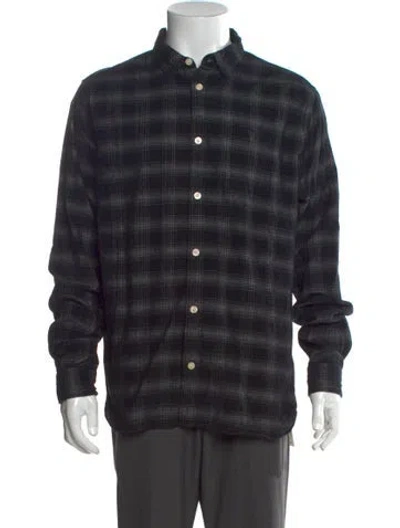 Pre-owned Allsaints Plaid Print Long Sleeve Dress Shirt In Black