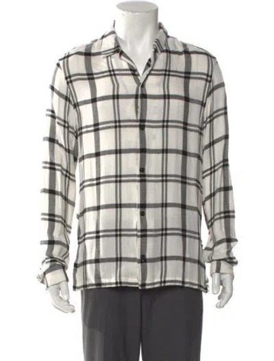Pre-owned Allsaints Plaid Print Long Sleeve Dress Shirt In White