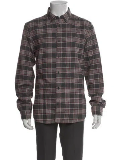 Pre-owned Allsaints Plaid Print Long Sleeve Shirt In Black