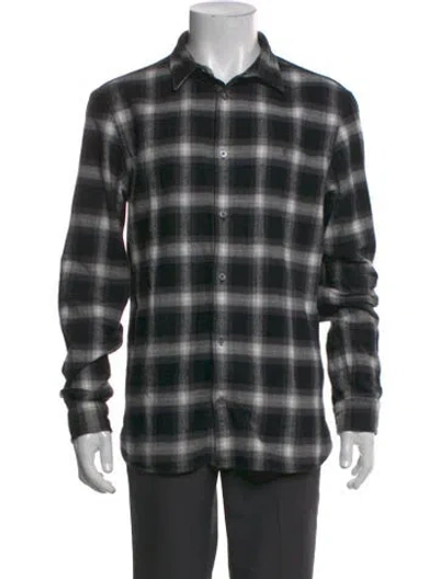 Pre-owned Allsaints Plaid Print Long Sleeve Shirt In Black