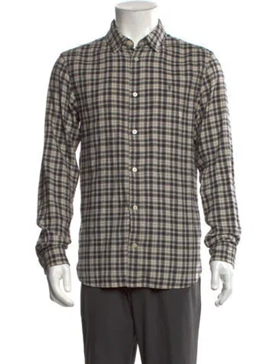 Pre-owned Allsaints Plaid Print Long Sleeve Shirt In Black