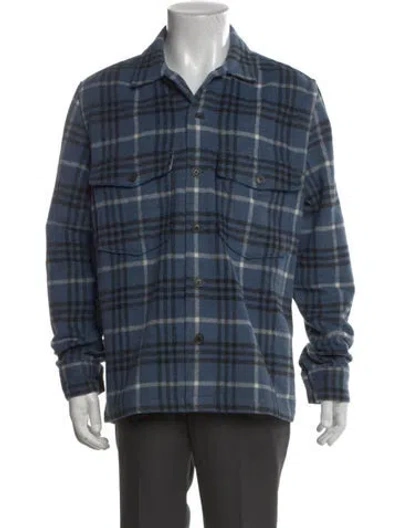 Pre-owned Allsaints Plaid Print Long Sleeve Shirt In Blue