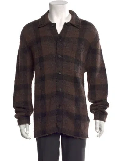 Pre-owned Allsaints Plaid Print Long Sleeve Shirt In Brown