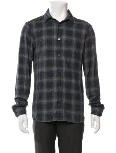 Pre-owned Allsaints Plaid Print Long Sleeve Shirt In Gray
