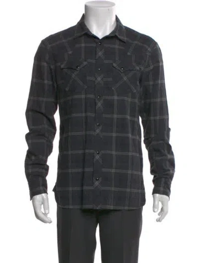 Pre-owned Allsaints Plaid Print Long Sleeve Shirt In Gray