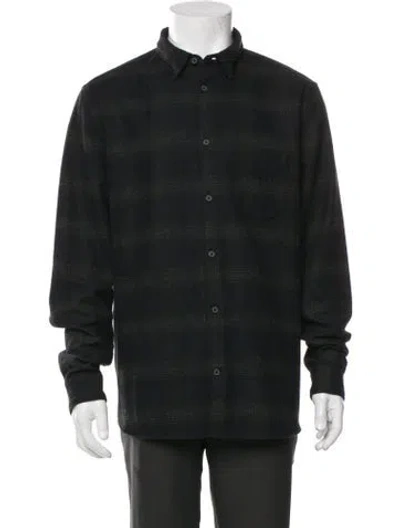 Pre-owned Allsaints Plaid Print Long Sleeve Shirt In Gray