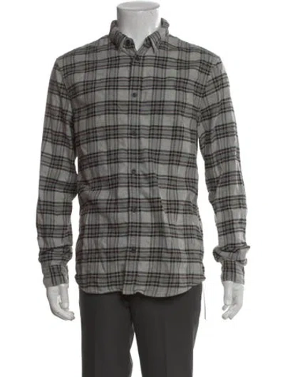 Pre-owned Allsaints Plaid Print Long Sleeve Shirt In Gray