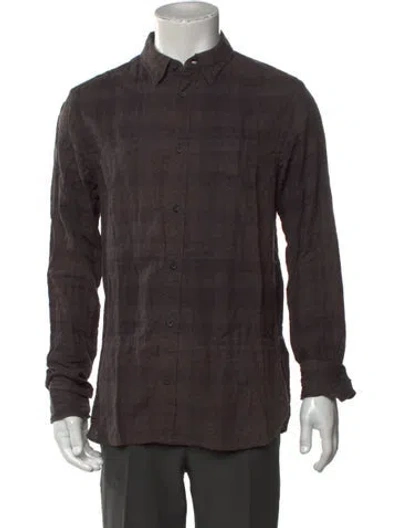 Pre-owned Allsaints Plaid Print Long Sleeve Shirt In Gray