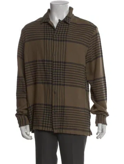 Pre-owned Allsaints Plaid Print Long Sleeve Shirt In Green