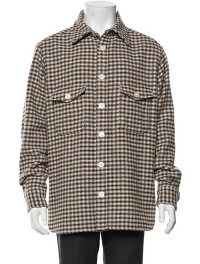 Pre-owned Allsaints Plaid Print Long Sleeve Shirt In Neutral