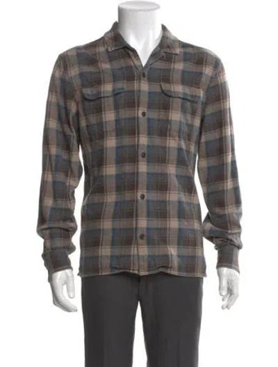 Pre-owned Allsaints Plaid Print Long Sleeve Shirt In Neutral