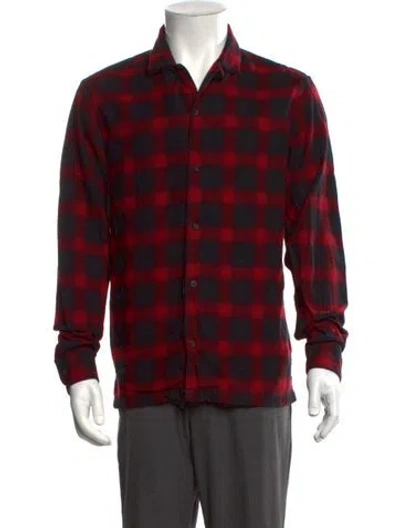 Pre-owned Allsaints Plaid Print Long Sleeve Shirt In Red