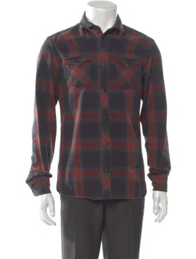 Pre-owned Allsaints Plaid Print Long Sleeve Western Shirt In Black