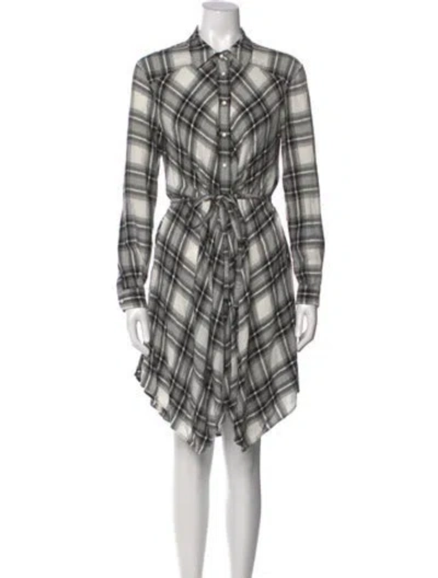 Pre-owned Allsaints Plaid Print Mini Dress In Black