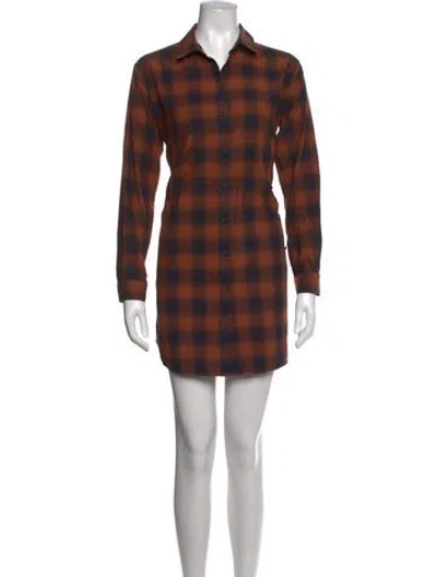 Pre-owned Allsaints Plaid Print Mini Dress In Brown