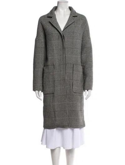 Pre-owned Allsaints Plaid Print Peacoat In Black