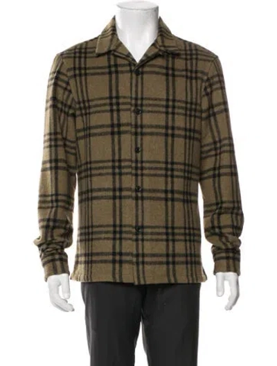 Pre-owned Allsaints Plaid Print Peacoat In Green