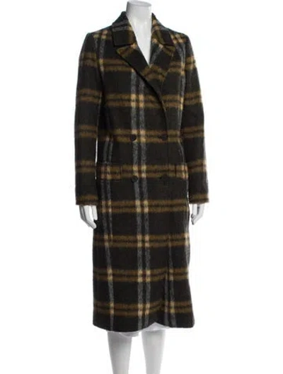 Pre-owned Allsaints Plaid Print Peacoat In Green