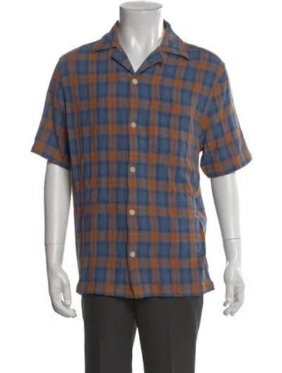 Pre-owned Allsaints Plaid Print Short Sleeve Shirt In Blue