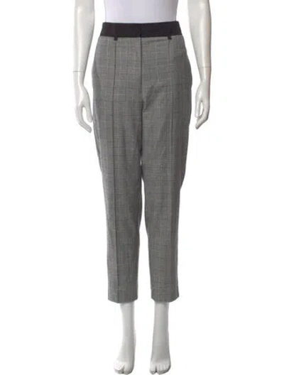 Pre-owned Allsaints Plaid Print Straight Leg Pants In Gray