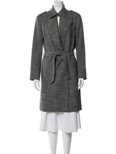 Pre-owned Allsaints Plaid Print Trench Coat In Grey