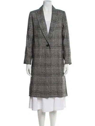 Pre-owned Allsaints Plaid Print Trench Coat In Grey