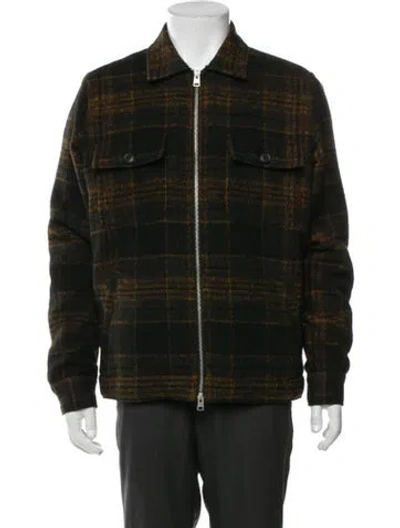 Pre-owned Allsaints Plaid Print Trucker Jacket In Green