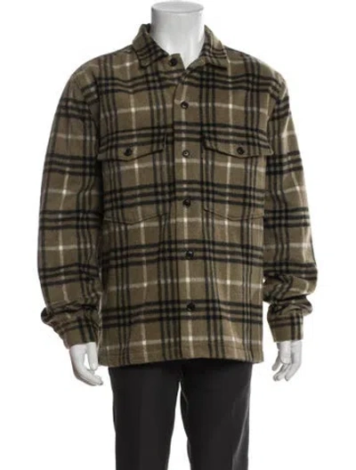 Pre-owned Allsaints Plaid Print Trucker Jacket In Green