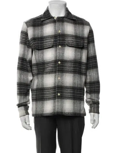 Pre-owned Allsaints Plaid Print Trucker Jacket In Neutral
