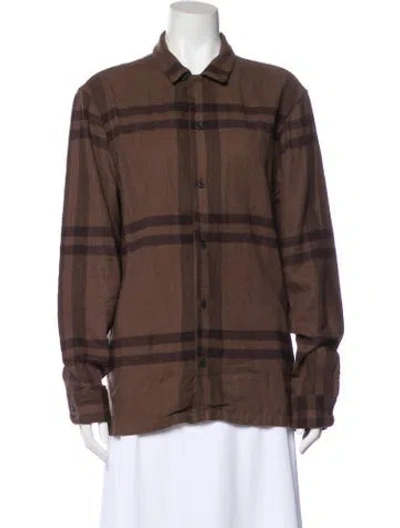 Pre-owned Allsaints Plaid Print Utility Jacket In Brown