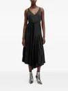 Allsaints Jax 2-in-1 Pleated Maxi Dress In Black