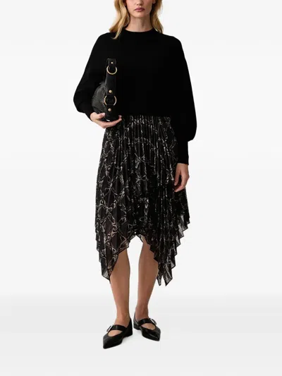Allsaints Pleated Asymmetric Dress In Black