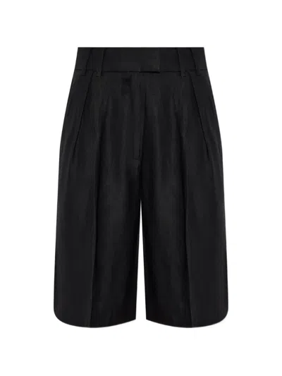 Allsaints Charley Relaxed Fit Pleated Shorts In Black