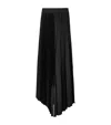 Allsaints Womens Black Jax Pleated Satin Midi Skirt In Black