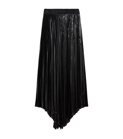 Allsaints Pleated Jax Maxi Skirt In Black